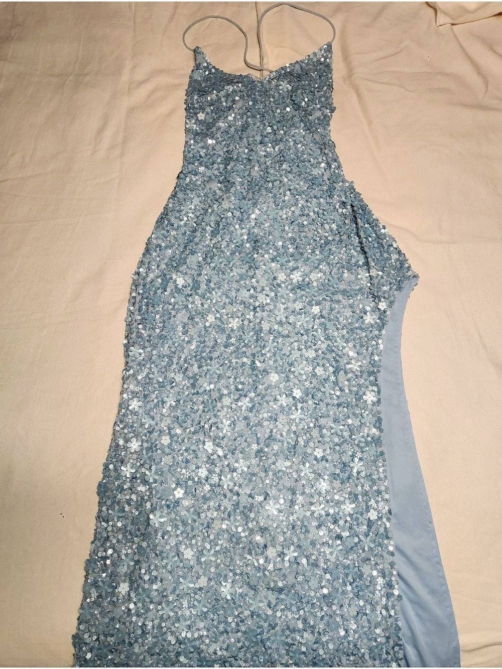 Mac Duggal Blue Floral Sequin Gown Medium - Picture 8 of 12